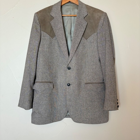 Circle S Other - Vintage Circle S Ranch Western Wear Wool Suede Blazer Sport Coat 42L Elbow patch
